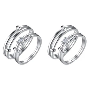 4 Pcs Paar Schmuck Geschenk Engagement Ringe Halten Hände Ring - Bild 1 von 12