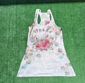 Damen Guess Tank Top transparent Blumen Blumen Grunge Emo Y2K Vintage Large - Bild 1 von 9