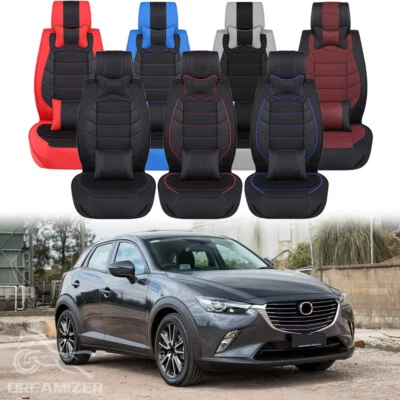 Capa de assento de carro de couro ecológico dianteira traseira conjunto completo almofada para Mazda CX-3 CX-5 CX-7 - Imagem 1 de 4