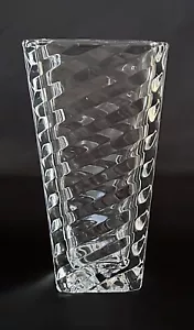 Mikasa Art Deco Angles Crinkle Cut Crystal Flower 7” Vase Trapezoid - Picture 1 of 10