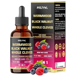11in1 Black Walnut Wormwood Tincture Extract with Whole Cloves, Berberine and... - Picture 1 of 9
