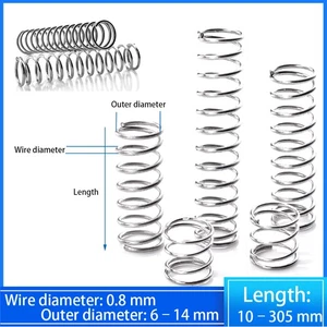 Wire Dia 0.8mm Compression Springs Stainless Small Pressure Spring Multiple Size - Picture 1 of 13
