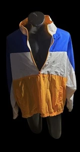 Vtg Cheetah Mervyns Orange Blue Quarter Zip Pullover Men’s M Wind Breaker - Picture 1 of 10