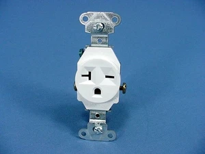 Pass and Seymour 5851-W White 20A Straight Blade Single Outlet Receptacle 6-20R - Picture 1 of 5