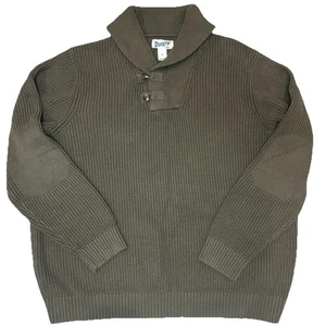 Duluth Trading Men’s High Neck Infantry Sweater Green Wool Blend Shawl Collar XL - Picture 1 of 7