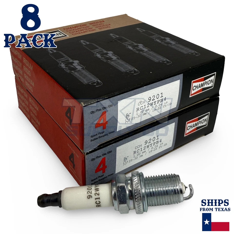 Champion 9201 Iridium Spark Plugs RC12WYPB4 - 8 Pack - Image 1 of 3
