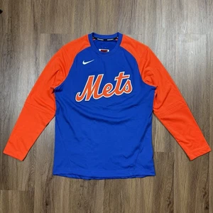 Nike New York Mets Maglia BP Manica Lunga Blu Arancione Dri-Fit Uomo Medium - Foto 1 di 7