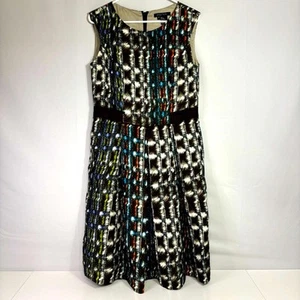 Etcetera 100% Silk Black and Multicolor Sleeveless Midi Dress Size 12 - Picture 1 of 8