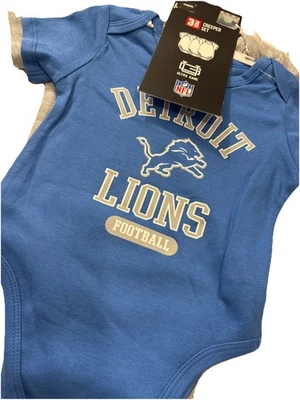 DETROIT LIONS Oficial NFL Licencia Bebé Paquete de 3 Creeper Set 12 Meses Foto 1 de 4