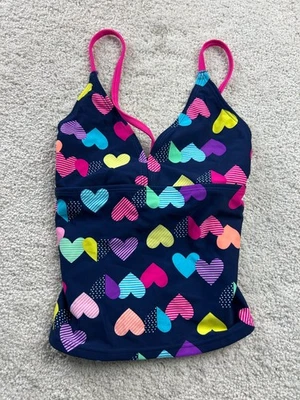Circo Niñas Traje de Baño Tankini Top Azul Marino Multicolor Corazones Talla 7/8 M Foto 1 de 4