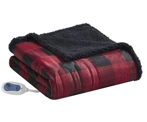 Woolrich 60"x70" Electric Plush Berber Throw Blanket Red Black Plaid - Picture 1 of 6