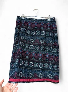 Mistral Blue 100% Cotton Corduroy Abstract Aztec Design Mini Skirt Size 10 VGC! - Picture 1 of 7