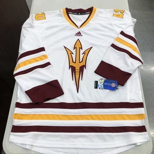 NWT Arizona State Sun Devils Adidas Hockey Jersey White “Forks Up" ~ Sz Med Auth - Picture 1 of 14