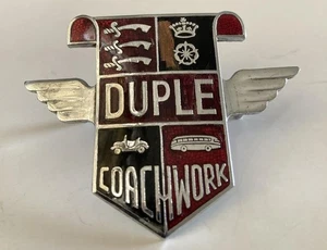 VINTAGE ENAMEL BUS COACH BADGE DUPLE COACHWORK DAMAGED ENAMEL TOP RIGHTHAND SIDE - Picture 1 of 2