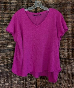 Camiseta Top Tahari 100% Lino Manga Corta Semi Transparente Lagenlook Para Mujer 2X - Imagen 1 de 5