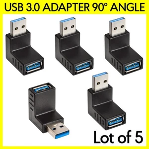 5PCS USB 3.0 90 Degree Adapter A Male to Female Right Angle Connector Converter - Picture 1 of 3