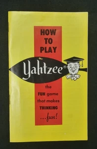 Libro de instrucciones Yahtzee 1953 vintage - Imagen 1 de 1