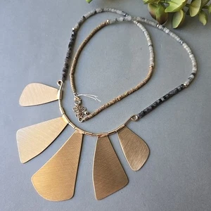 New Gold Tone Metal Statements Beaded Necklace 30"L - Picture 1 of 3