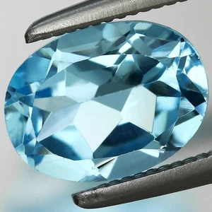1.56ct T.W 8x6mm Oval Natural Sky Blue Topaz Brazil Gemstone - Picture 1 of 4