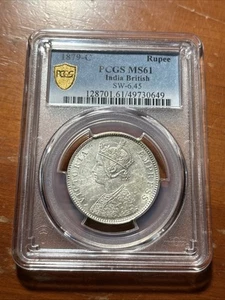 1879-C Rupia India britannica - PCGS MS61 SW-6.45 - Foto 1 di 4