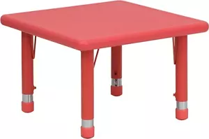 Mesa de actividades de plástico rojo ajustable de altura cuadrada de 24"" - mesa de juego para niños - Imagen 1 de 5