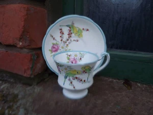 1930 Birth of Princess Margaret Paragon China cup & saucer Birds & Flowers - Picture 1 of 7
