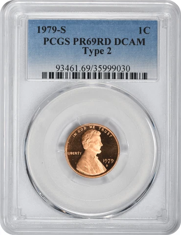 1979-S Lincoln Cent Type 2 PR69RD DCAM PCGS Cover