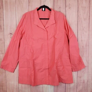 Eileen Fisher Rain Jacket Womens Sz L Large Button Up Light Coat - Picture 1 of 13