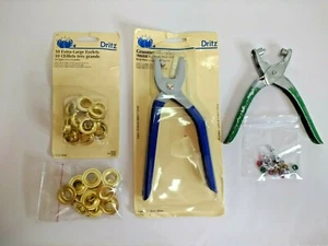 Vintage Dritz  Grommet  Pliers & Mixed Lot of Eyelets - Picture 1 of 8