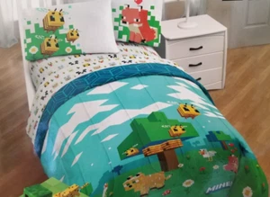 4 pc Mojang Minecraft Twin Comforter & Sheet Set NIP - Picture 1 of 15
