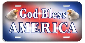 Red White & Blue USA American Flag Eagles Auto License Plate Personalize - Picture 1 of 2