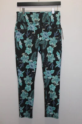 HUE WOMENS SKIMMER LEGGINGS FLORAL TROPICAL NIGHT DENIM BLACK & MULTICOLR SIZE S - Image 1 of 4