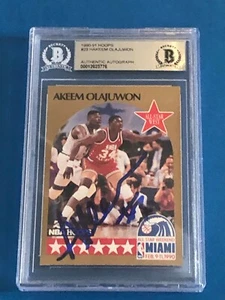 AKEEM (HAKEEM) OLAJUWON Signed 1990-91 HOOPS Card #23 Beckett Authenticated BAS - Picture 1 of 5