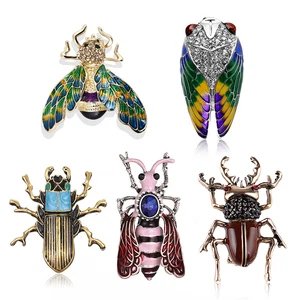 Enamel Animal Insect Bee Rhinestone Crystal Brooch Pin Bouquet Pin Jewelry Gi Le