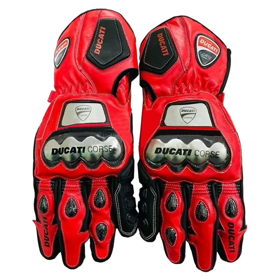Ducati Corse Motorcycle Riding Gloves Motorbike Racing Leather Gloves All Sizes - Image 1 of 2