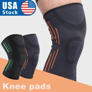 Compression Knee Support Elastic Breathable Knee Pads Brace Springs Protector US - Picture 1 of 17
