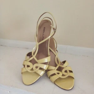 BELLINI High Heels Strappy Leather Shoes Bellini Pale Yellow Dress Sandals Sz 9 - Picture 1 of 4