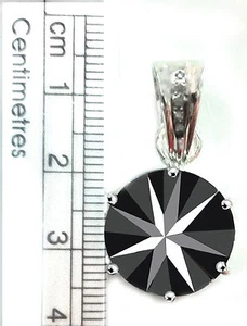 11.27 Ct Black Color Moissanite & Natural Raw White Diamond 925 Silver Pendant - Picture 1 of 1