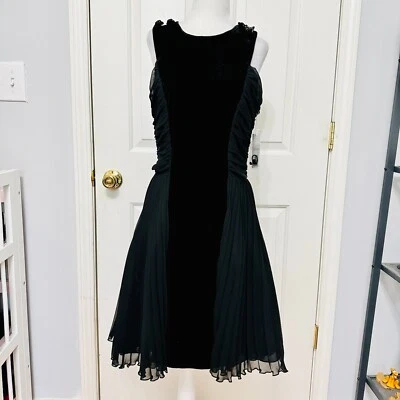 VESTIDO NEGRO 2B RYCH TERCIOPELO PLISADO TACHONADO TALLA 6 Foto 1 de 4