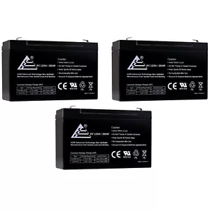 3 X 6V 12AH SEALED LEAD ACID BATTERY RECHARGEABLE F1 TERMINAL POWERWHEELS UB6120 - Picture 1 of 7