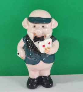 Danbury Mint PIG DEAL Dealer Gambling Card Player Piggies Collection Figurine - Picture 1 of 5