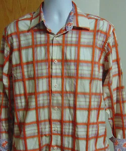 Bugatchi Uomo  Casual shirt Long Sleeve   Pattern Flip cuffs - Picture 1 of 3