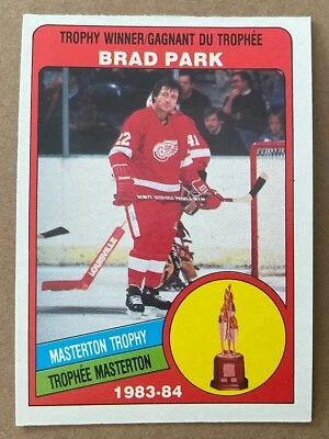 1984-85 BRAD PARK O-PEE-CHEE MASTERTON TROPHY WINNER CARD #378 DETROIT RED WINGS - Image 1 of 2