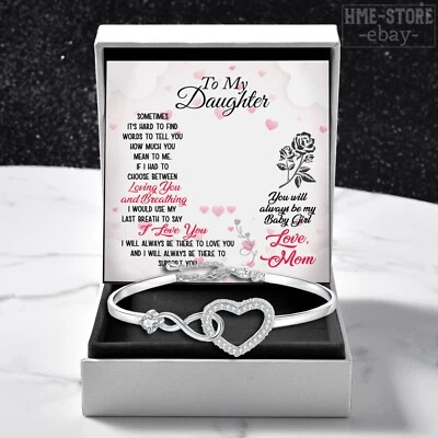 Mother Daughter 心形手链,送给女儿珠宝礼物 Mom Love Girls — 第 1/4 张图片