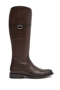 Frye Riding Jayden Boot D Ring Tall Leather Knee Zip Smoke 6 $398 New W/DEFECT - Picture 1 of 12