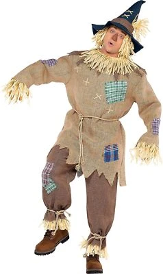 Mr. Scarecrow Brown Scare Crow Classic Fancy Dress Up Halloween Adult Costume - Image 1 of 2