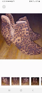 Lane Bryant Women's Brown/Tan Leopard Print Heeled Booties Size 12W - Picture 1 of 5