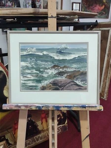 Original Aquarellgemälde der aufgeführten Maine Künstlerin Bonnie Nelson Meereslandschaft - Bild 1 von 7