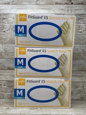 Guantes de examen de vinilo elástico MEDLINE FITGUARD ES, *3 cajas* Tamaño: MEDIANO 450ct Foto 1 de 4