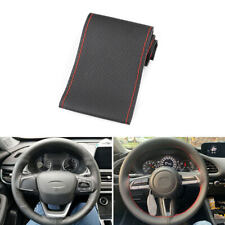 Car Accessories Steering Wheel DIY Cover Leather Anti-slip Universal Black + Red